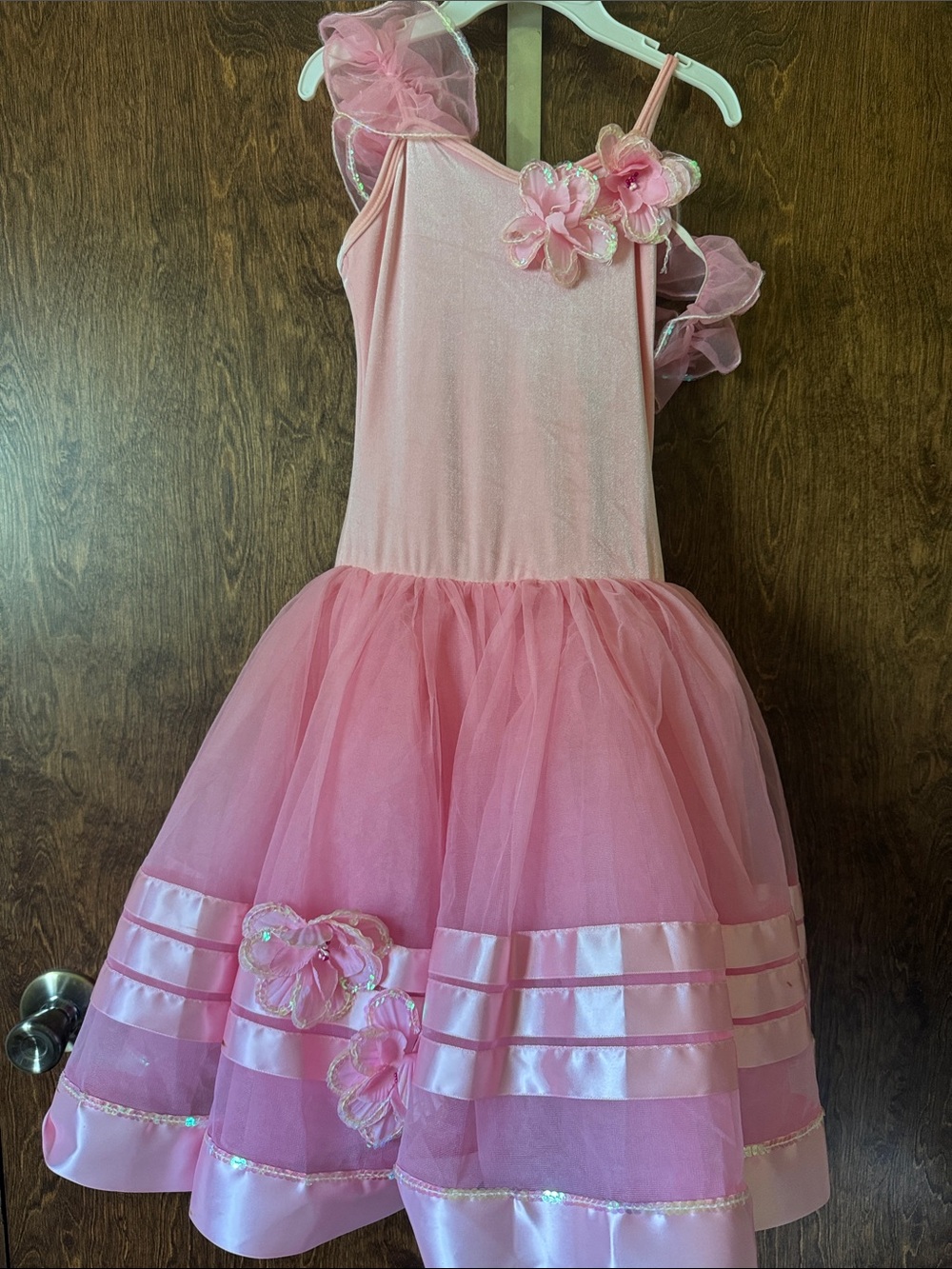 Pink Floral Tulle Princess Kids Costume Dress